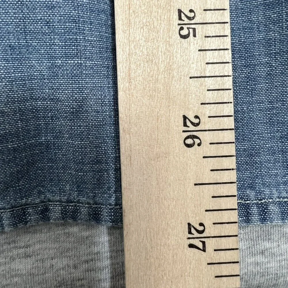 J Crew Shirt Womens Extra Small Blue Light Wash Chambray Denim Button Faded Jean